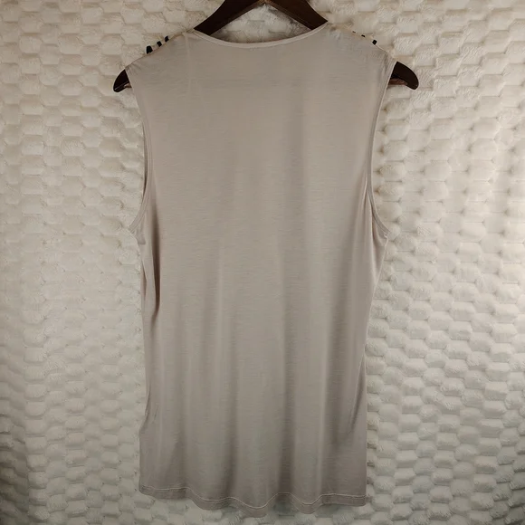 H&M Beige Tank Top With Sheer Ruffles Lined In Black Women's Size Large - Picture 6 of 6